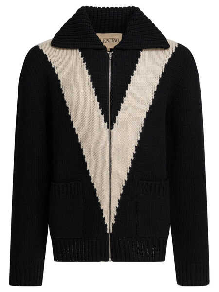 Cardigane Valentino Garavani Cardigan with inlaid V Black Barbati (BM 19713180) 1