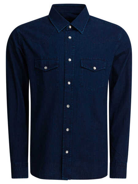 Camasi de blugi Tom Ford Western denim shirt Blue Barbati (BM 19713249) 1