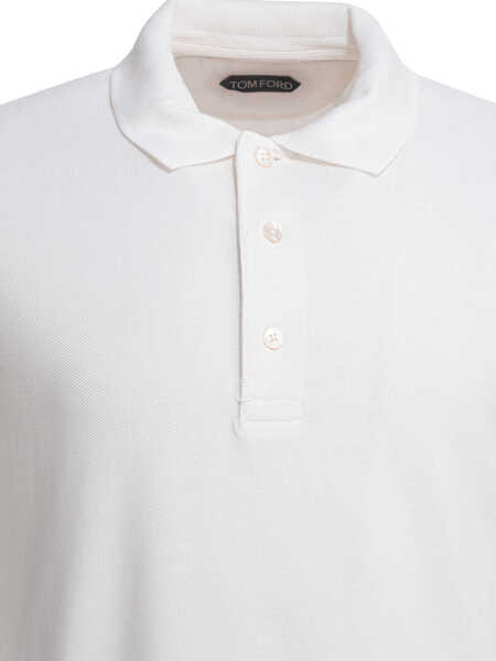 Tricouri Polo Tom Ford Lyocell pique polo shirt White Barbati (BM 19713267) 3