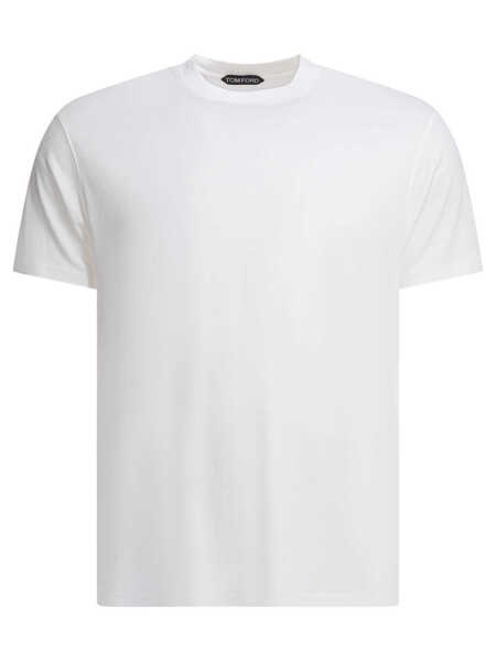Tricouri Tom Ford Lyocell and cotton T-shirt White Barbati (BM 19713276) 1