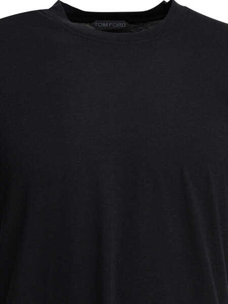 Tricouri Tom Ford Lyocell and cotton T-shirt Black Barbati (BM 19713279) 3