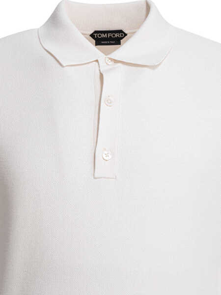Tricouri Polo Tom Ford Silk and cotton pique polo shirt White Barbati (BM 19713288) 3