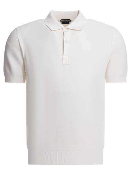 Tricouri Polo Tom Ford Silk and cotton pique polo shirt White Barbati (BM 19713288) 1