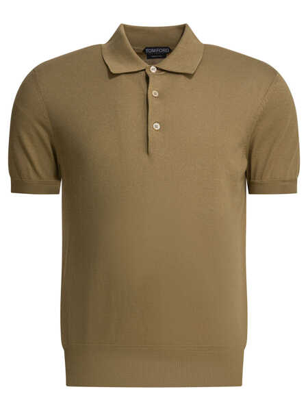 Tricouri Polo Tom Ford Cotton knit polo shirt Beige Barbati (BM 19713291) 1