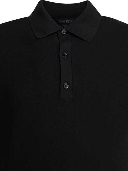 Tricouri Polo Tom Ford Silk and cotton pique polo shirt Black Barbati (BM 19713297) 3
