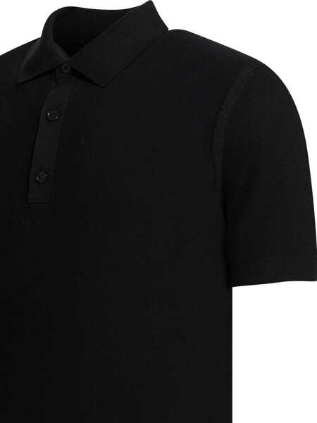 Tricouri Polo Tom Ford Silk and cotton pique polo shirt Black Barbati (BM 19713297) 4