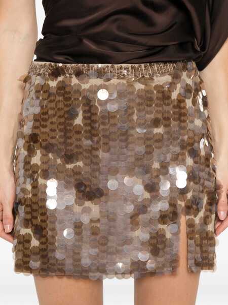 Fuste P.A.R.O.S.H. MINI SKIRT Brown Femei (BM 19713468) 5