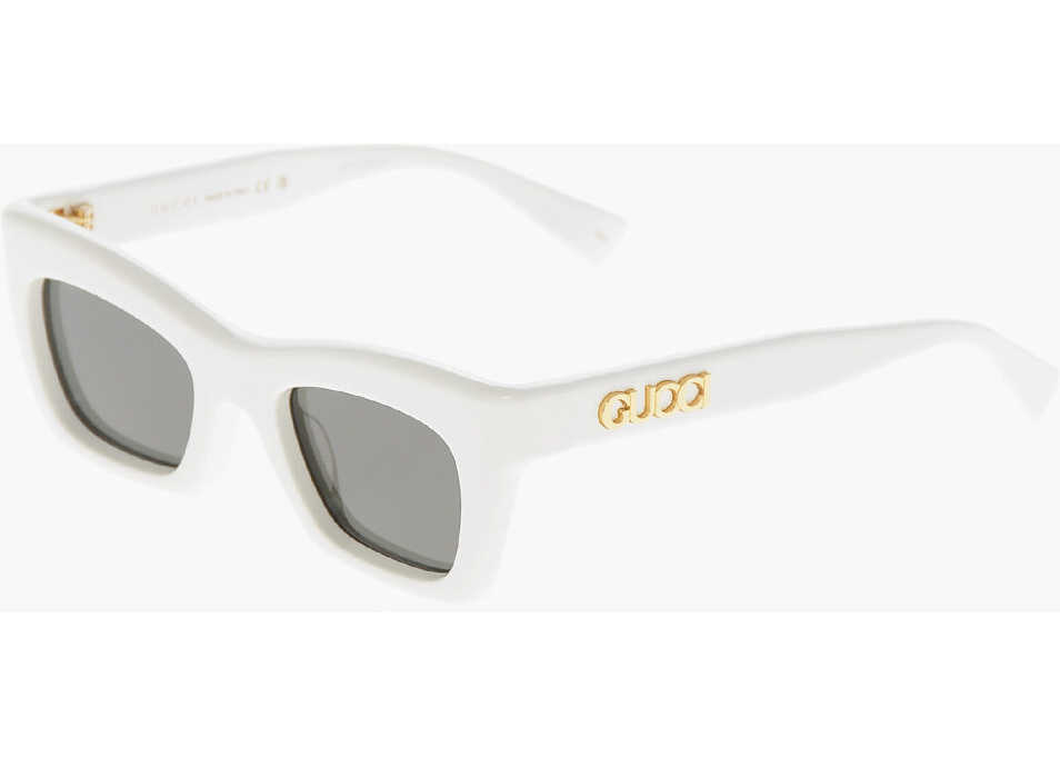 Ochelari de soare Gucci Solid Color Sunglasses With Golden Logo White Femei (BM 19713482) 2