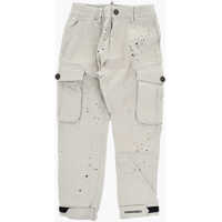 Pantaloni Stretch Cotton Cargo Pants With Paint Effect Details Fete