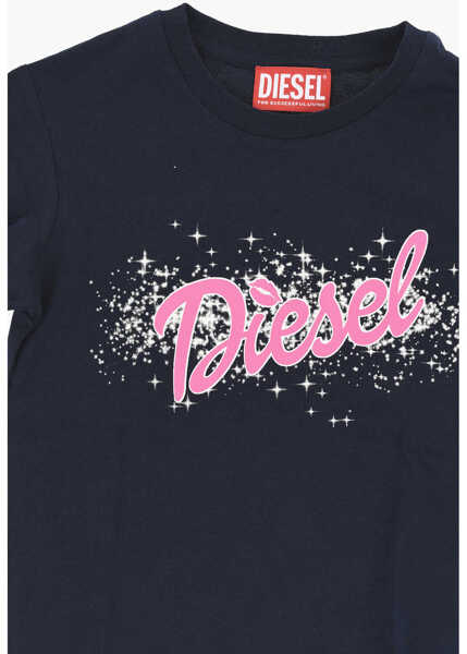 Tricouri Diesel Cotton Ticorsi Crew-Neck T-Shirt With Print Blue Baieti (BM 19713497) 2