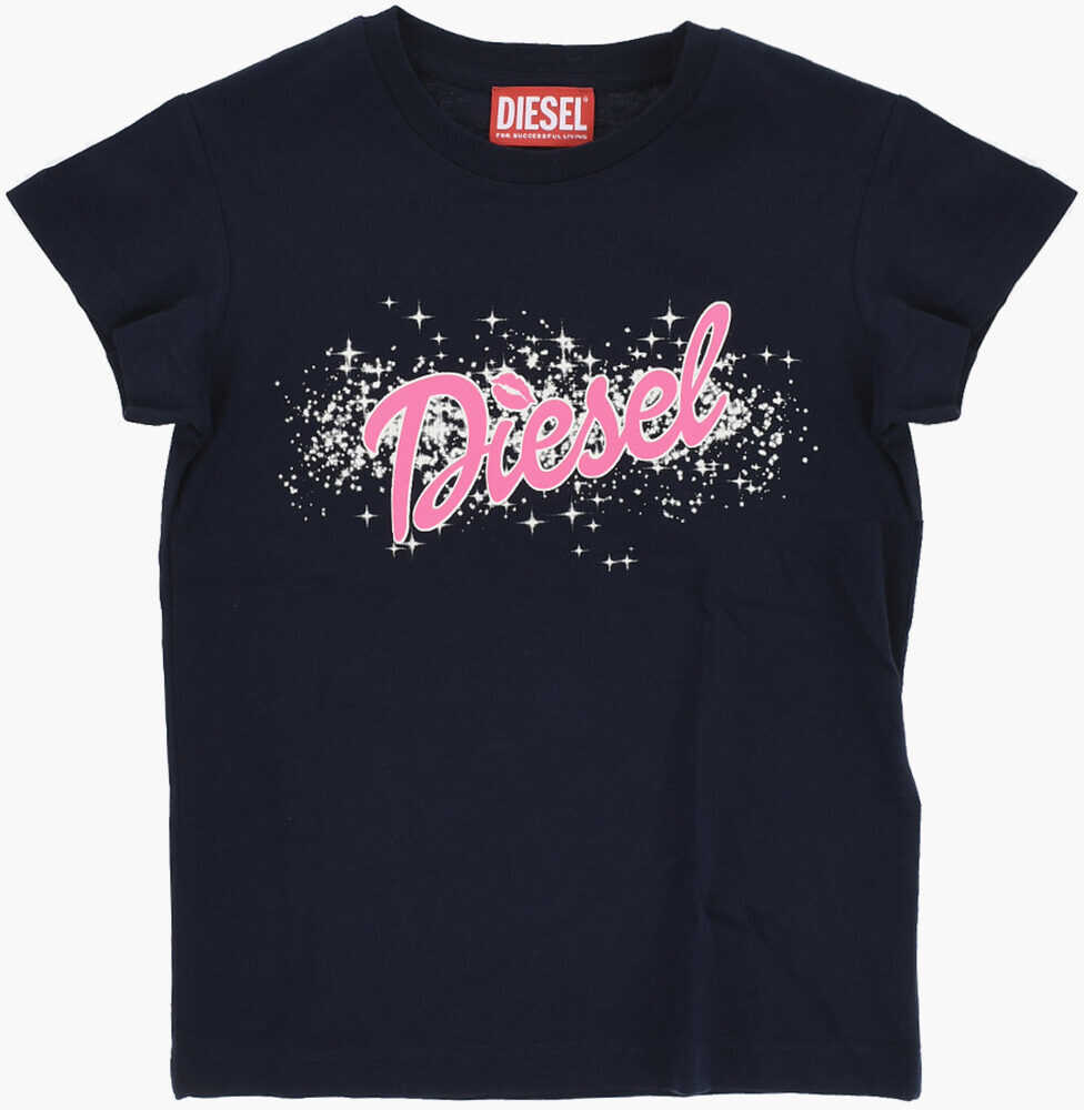 Tricouri Diesel Cotton Ticorsi Crew-Neck T-Shirt With Print Blue Baieti (BM 19713497) 1