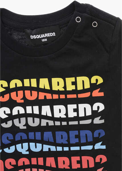 Tricouri DSQUARED2 Crew Neck T-Shirt With Multicolor Logo Print Black Baieti (BM 19713500) 2
