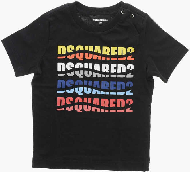 Tricouri DSQUARED2 Crew Neck T-Shirt With Multicolor Logo Print Black Baieti (BM 19713500) 1