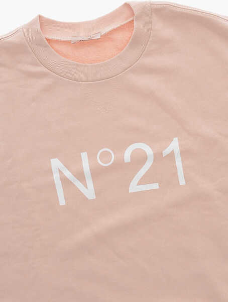 Rochii N21 Kids 3/4-Sleeved Brushed Cotton Tee Dress With Printed Logo Pink Fete (BM 19713503) 2