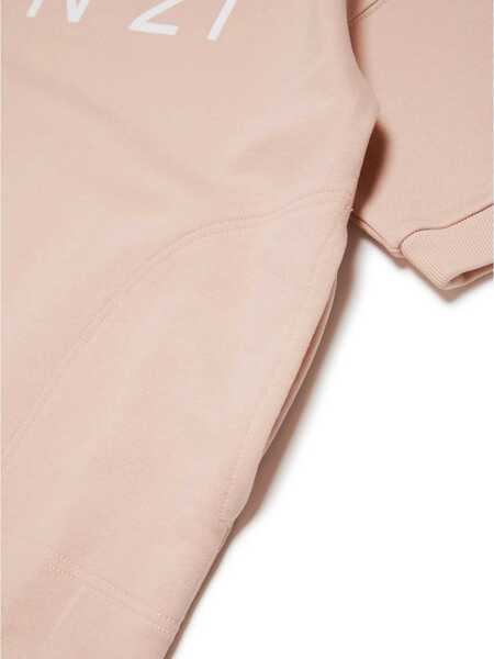 Rochii N21 Kids Brushed Cotton Tee Dress With 3/4 Sleeves And Printed Logo Pink Fete (BM 19713503) 4