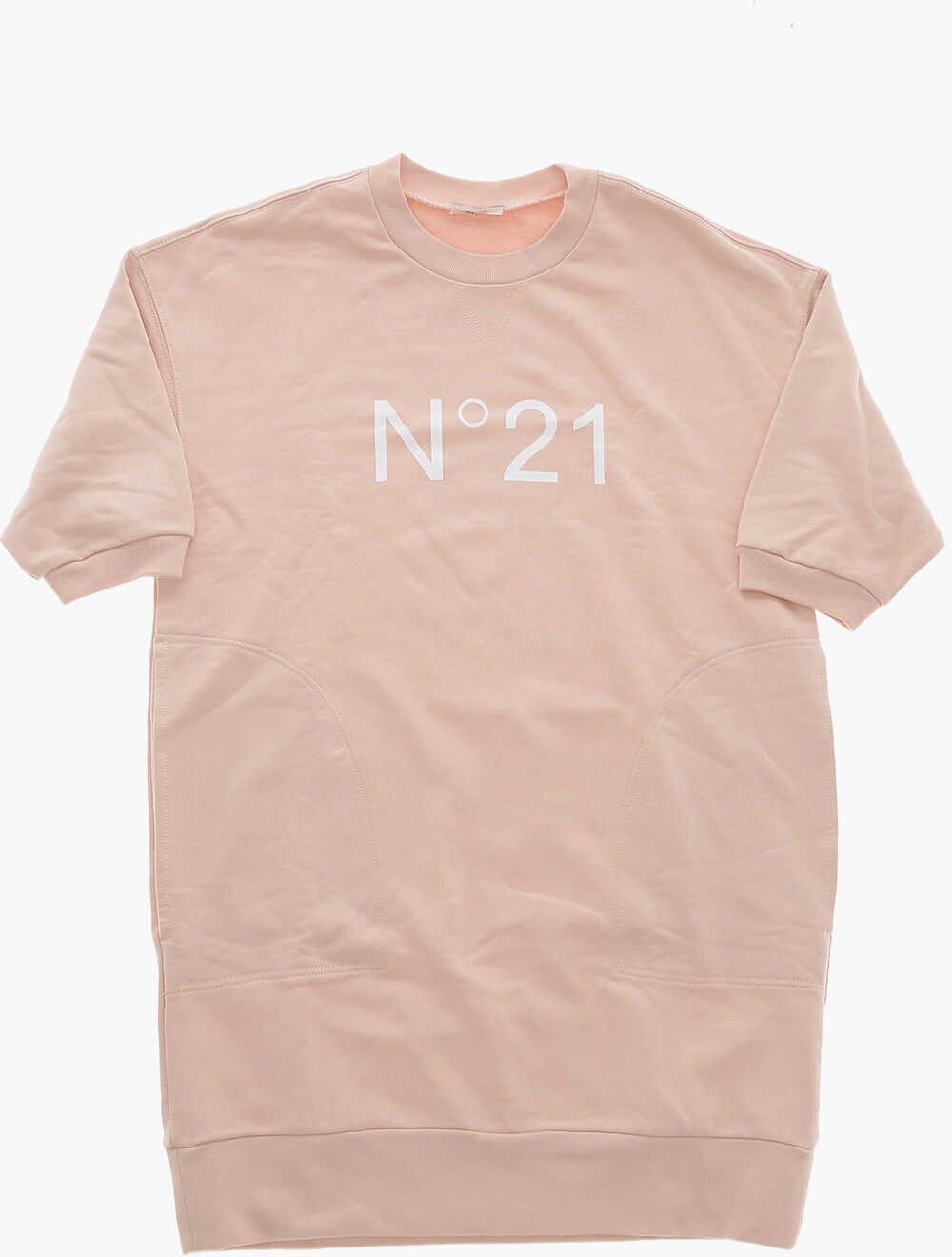 Rochii N21 Kids 3/4-Sleeved Brushed Cotton Tee Dress With Printed Logo Pink Fete (BM 19713503) 1