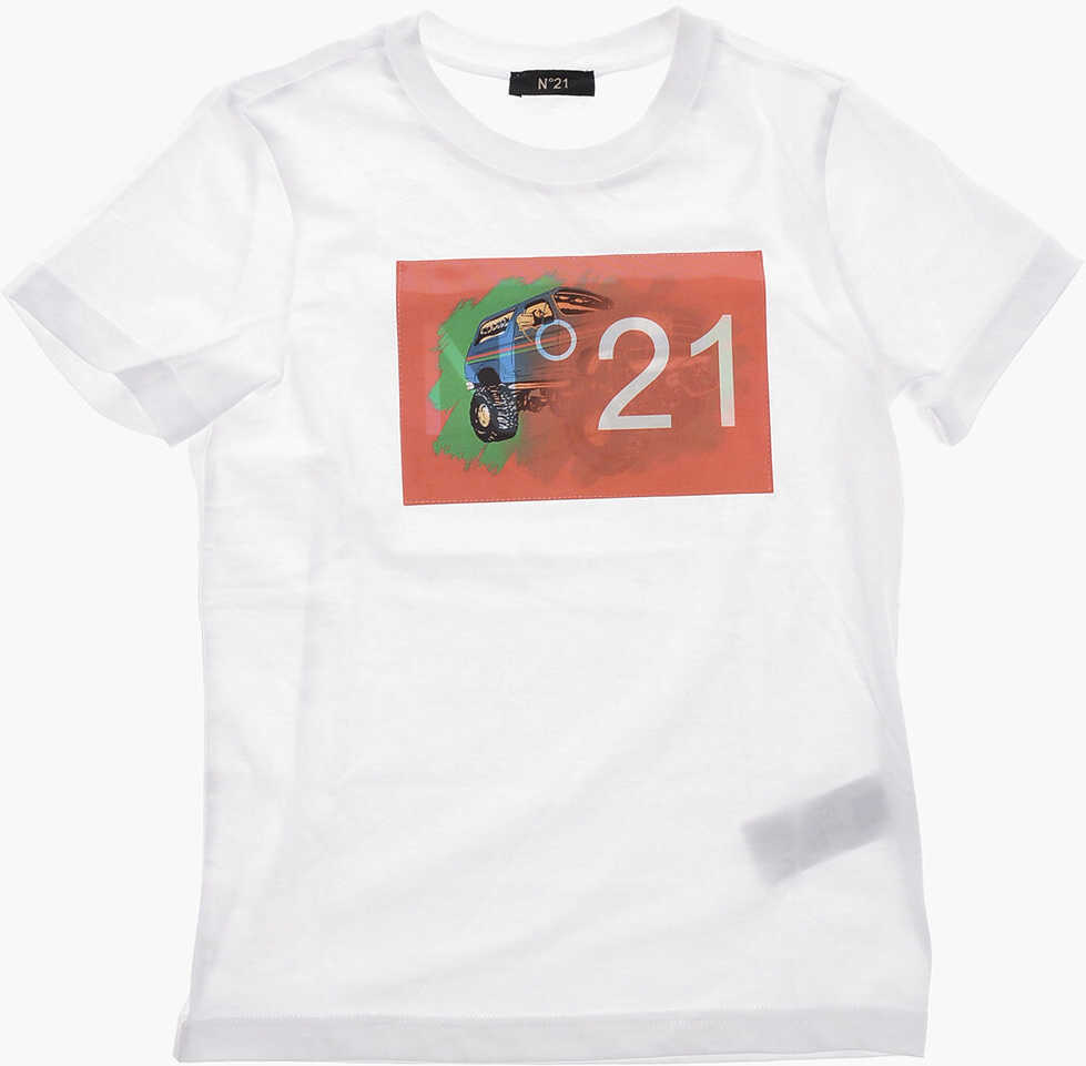 Tricouri N21 Kids Crew Neck Cotton T-Shirt With Reflective Patch White Baieti (BM 19713524) 1