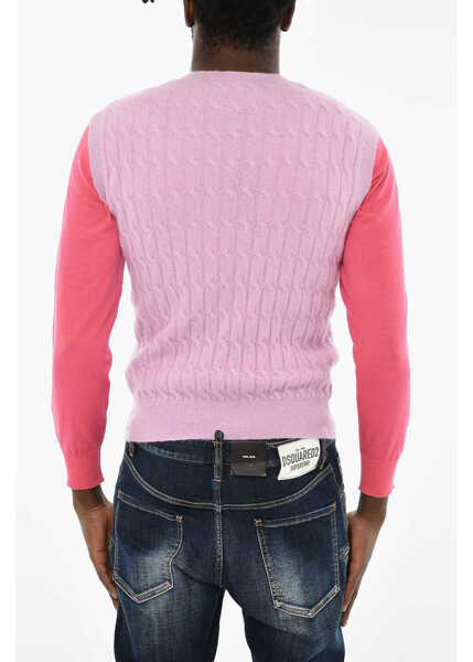 Pulovere DSQUARED2 Two-Tone Wool Sweater Pink Barbati (BM 19713527) 3