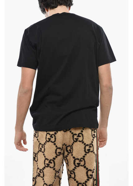 Tricouri DSQUARED2 Solid Color Crew-Neck T-Shirt With Contrasting Logo Black Barbati (BM 19713530) 2