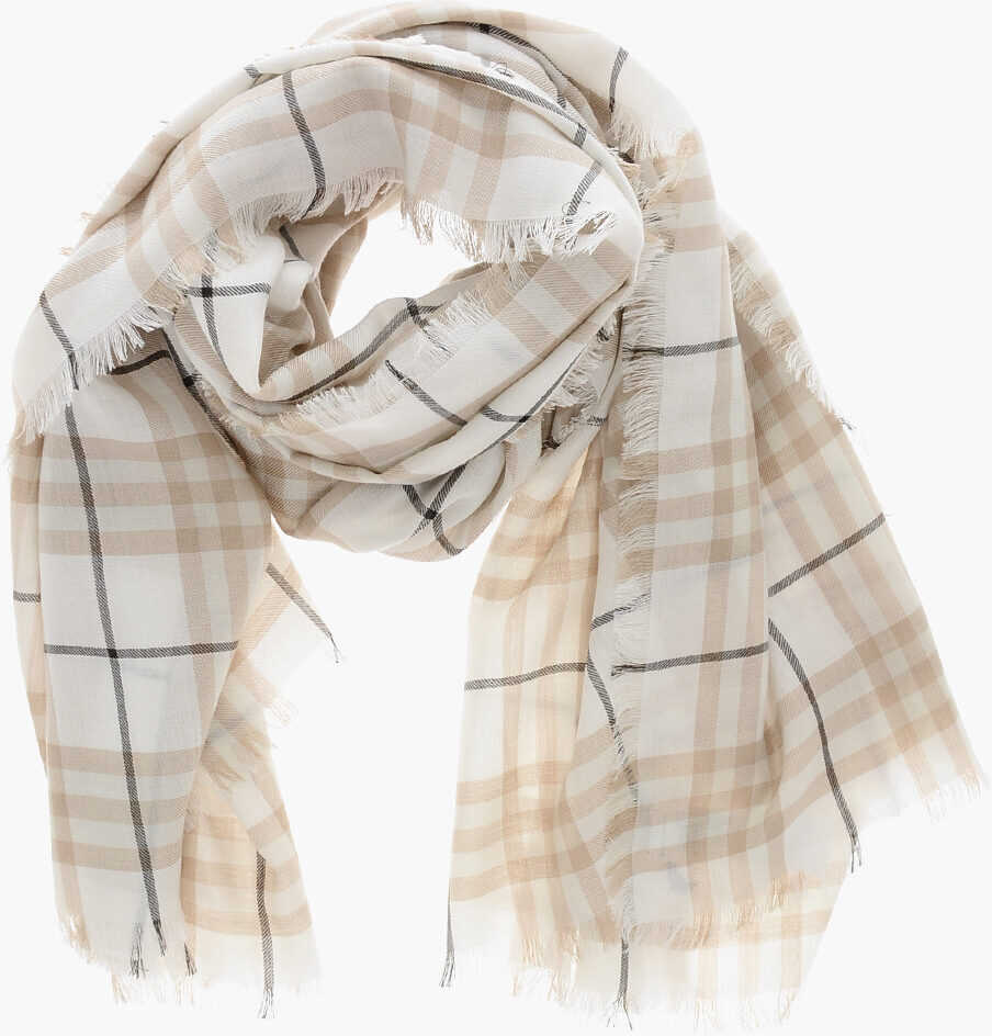 Esarfe Burberry Check Cashmere Scarf With Fringes Beige Femei (BM 19713548) 1
