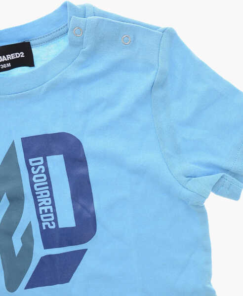 Tricouri DSQUARED2 Cotton Shorts And T-Shirt Set Blue Baieti (BM 19713551) 3