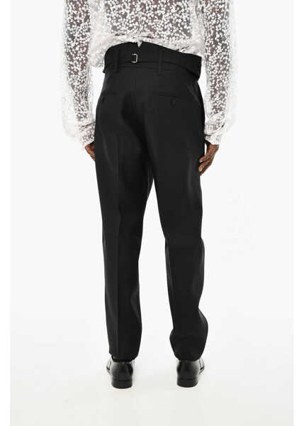 Pantaloni eleganti DSQUARED2 Virgin Wool And Silk Single Pleated Pants Black Barbati (BM 19713554) 2