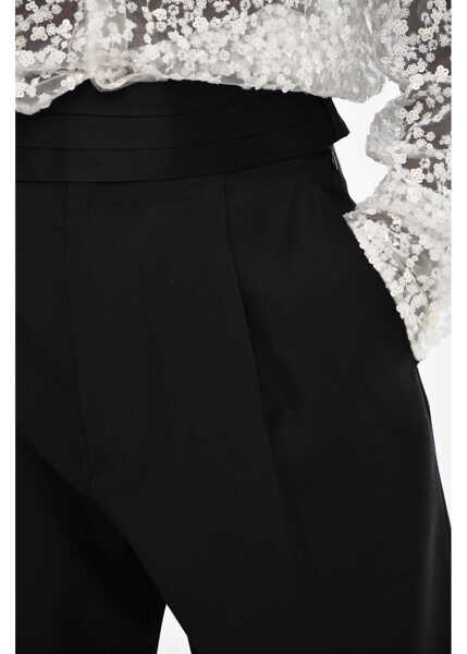 Pantaloni eleganti DSQUARED2 Virgin Wool And Silk Single Pleated Pants Black Barbati (BM 19713554) 3