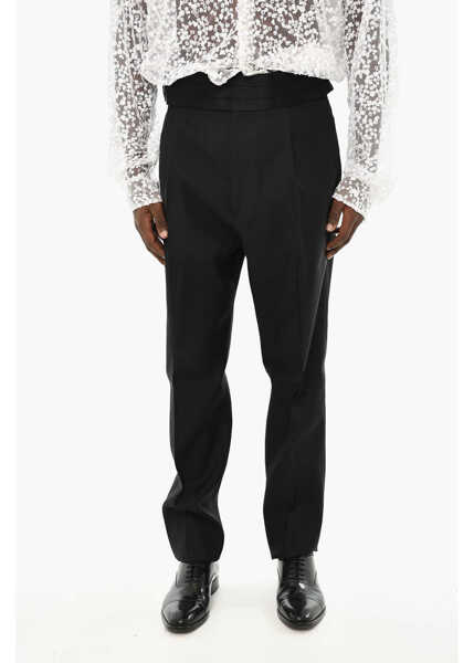 Pantaloni eleganti DSQUARED2 Virgin Wool And Silk Single Pleated Pants Black Barbati (BM 19713554) 1