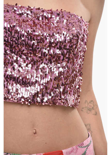 Bluze ROTATE Birger Christensen Sequined Bandeau Crop Top Pink Femei (BM 19713566) 3