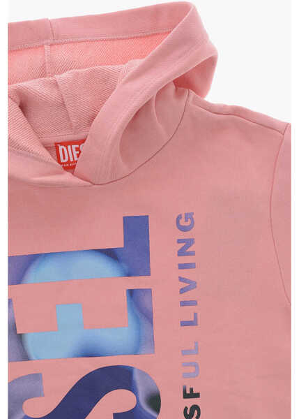 Bluze de trening Diesel Brushed Cotton Drebi Hoodie Dress With Front Logo Pink Fete (BM 19713569) 2