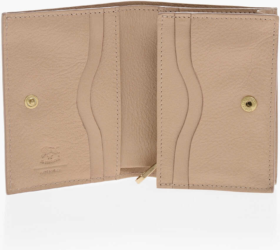 Portofele IL BISONTE Textured Leather Wallet With Zip Brown Femei (BM 19713575) 3