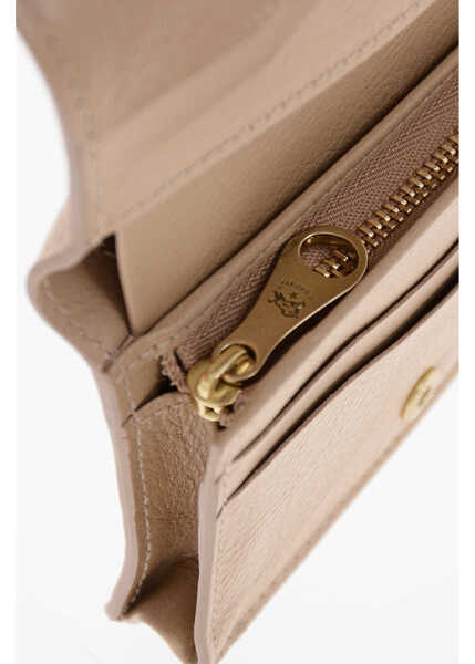 Portofele IL BISONTE Textured Leather Wallet With Zip Brown Femei (BM 19713575) 4