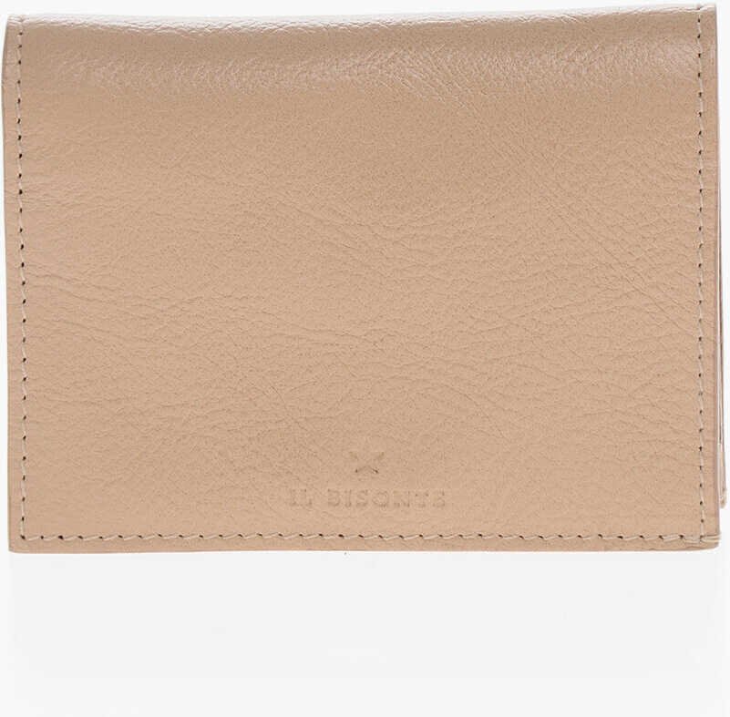Portofele IL BISONTE Textured Leather Wallet With Zip Brown Femei (BM 19713575) 1
