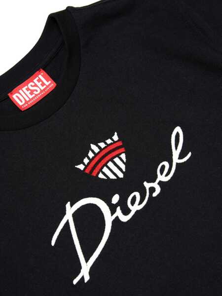 Tricouri Diesel Crew Neck Wash T-Shirt With Embroidered Logo Black Baieti (BM 19713578) 3