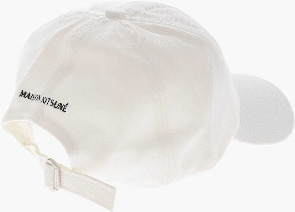Sepci MAISON KITSUN Canvas Baseball Cap With Embroidered Patch White Barbati (BM 19713584) 3