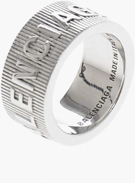 Inele Balenciaga Silver Band Ring With Logo Silver Barbati (BM 19713590) 2