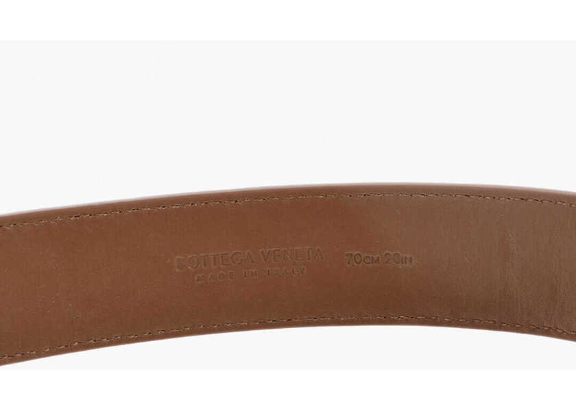 Curele Bottega Veneta Braided Leather Belt With Golden Effect Buckle 40Mm Brown Femei (BM 19713674) 3