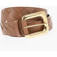 Curele Braided Leather Belt With Golden Effect Buckle 40Mm Femei
