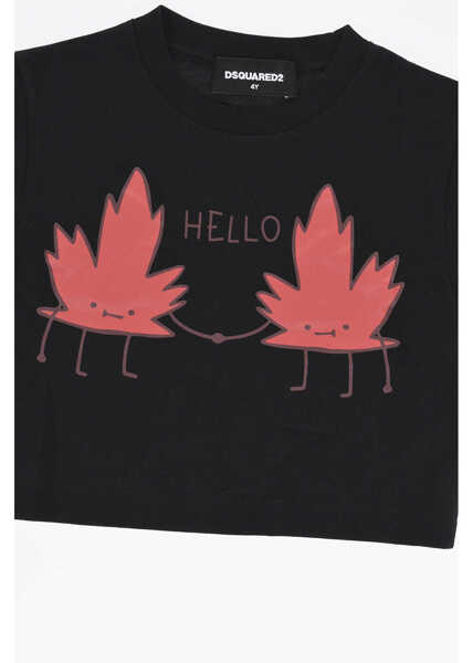 Tricouri DSQUARED2 Crew-Neck T-Shirt With Front Print Black Baieti (BM 19713677) 2