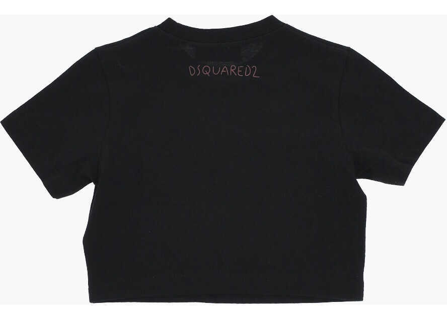 Tricouri DSQUARED2 Crew-Neck T-Shirt With Front Print Black Baieti (BM 19713677) 3