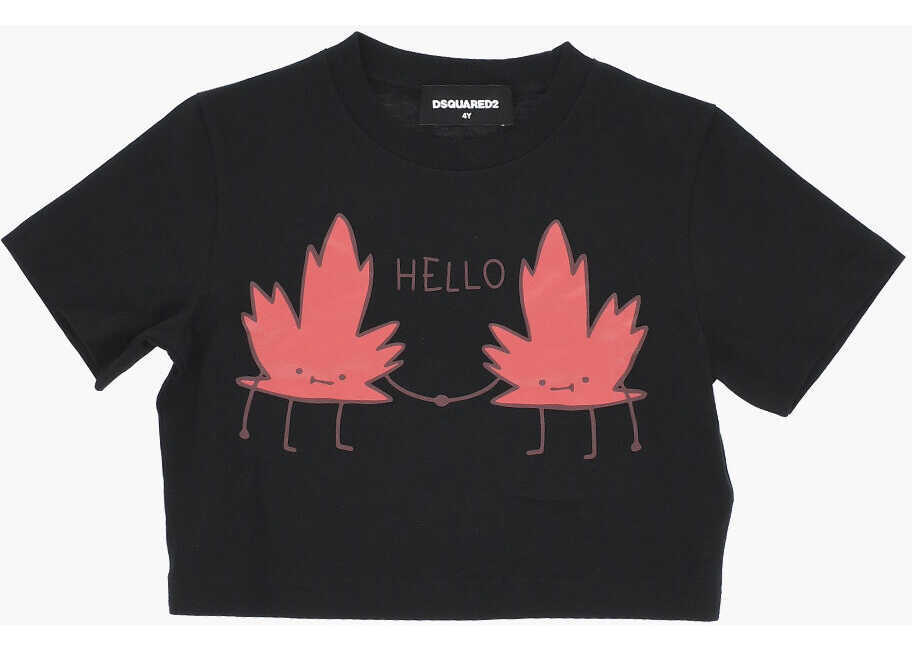 Tricouri DSQUARED2 Crew-Neck T-Shirt With Front Print Black Baieti (BM 19713677) 1