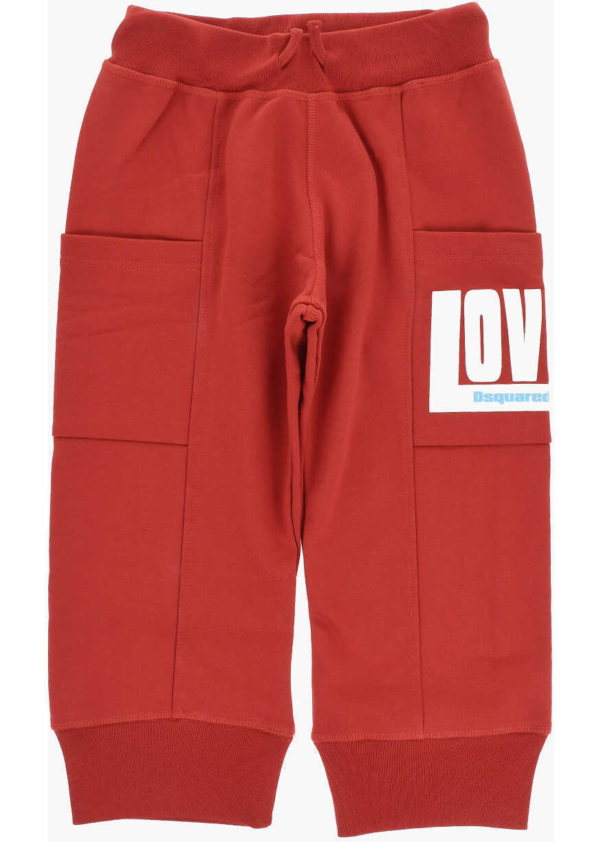 Pantaloni de trening DSQUARED2 Solid Color Joggers With Embossed Detail Red Baieti (BM 19713680) 1