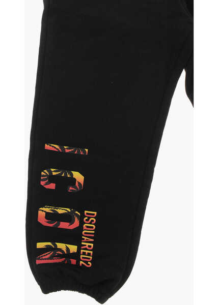Pantaloni de trening DSQUARED2 Cotton Palm Icon Sweatpants With Print Black Baieti (BM 19713683) 2