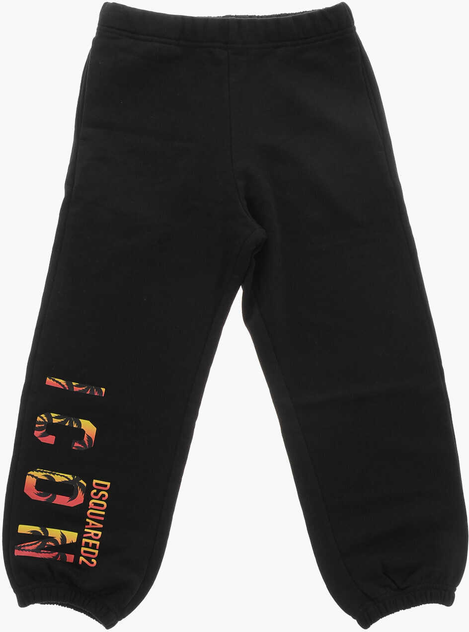 Pantaloni de trening DSQUARED2 Cotton Palm Icon Sweatpants With Print Black Baieti (BM 19713683) 1