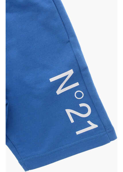 Pantaloni scurti N21 Kids Brushed Cotton Shorts With Printed Logo Blue Baieti (BM 19713686) 2