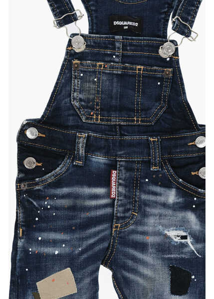Rochii lungi DSQUARED2 Vintage Effect Denim Overalls Blue Fete (BM 19713689) 2