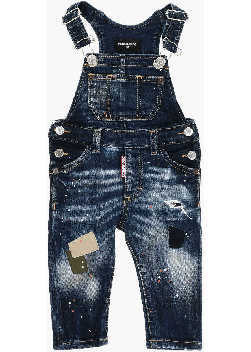 Rochii lungi DSQUARED2 Vintage Effect Denim Overalls Blue Fete (BM 19713689) 1