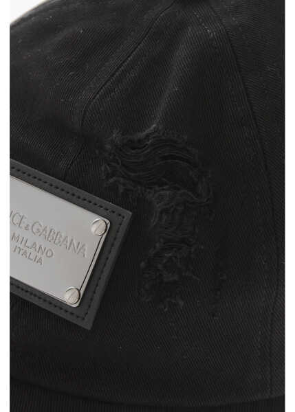 Sepci Dolce & Gabbana Canvas Baseball Cap With Metal Plate Black Barbati (BM 19713692) 4