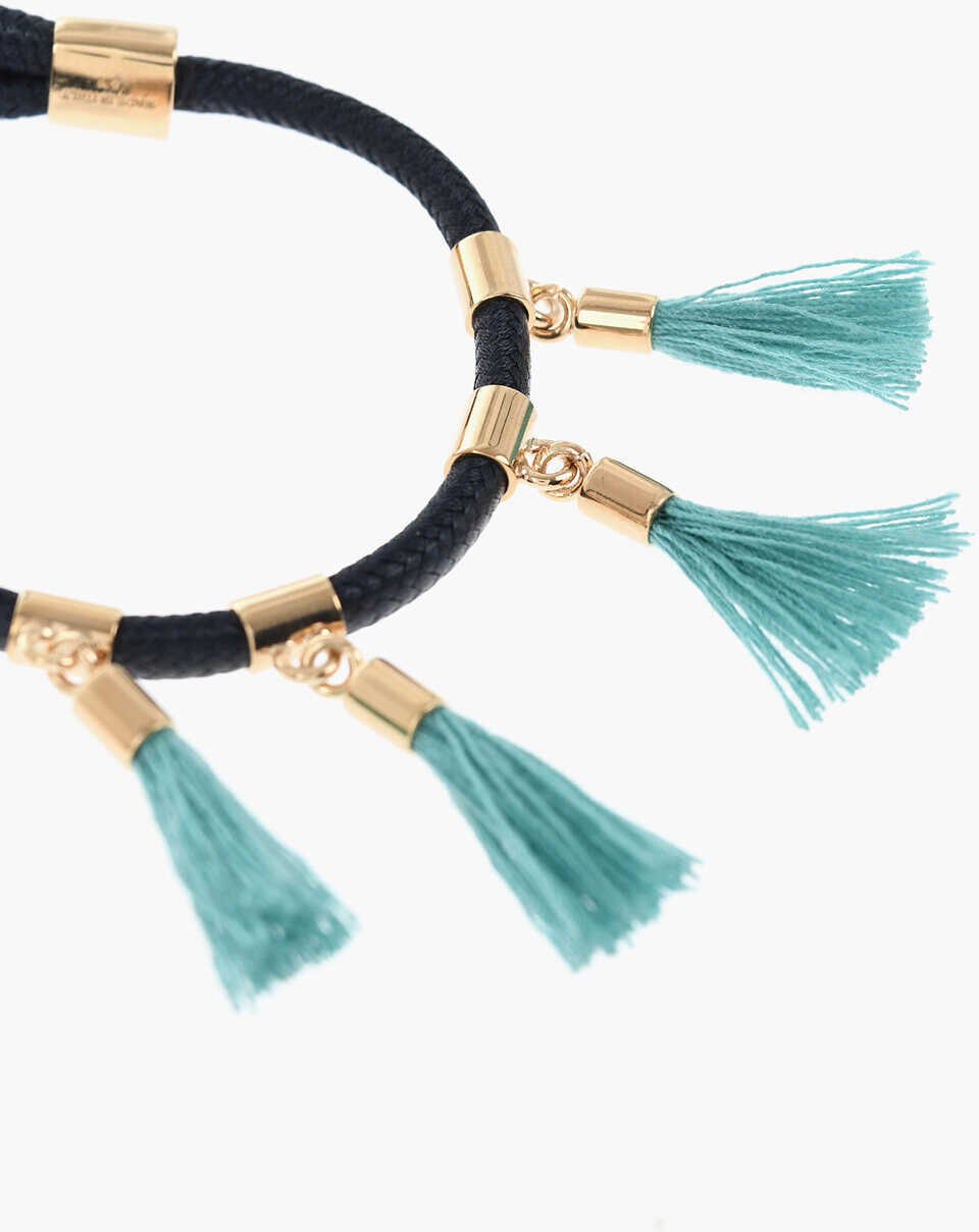 Bratari Chloe Rope Bracelet With Tassels And Golden Metal Details Blue Femei (BM 19713716) 2