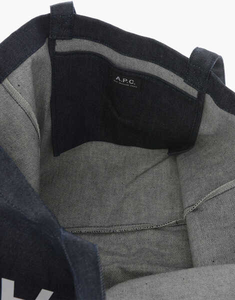 Genti de mana A.P.C. Denim Tote Bag With Printed Logo Blue Barbati (BM 19713719) 4